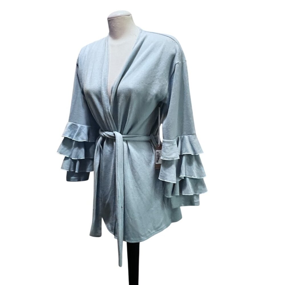 Simply Southern Fleece Ruffled Belted Long Sleeve Cardigan Sz Large Womens Soft